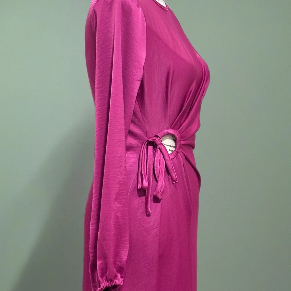 House of Harlow Magenta Long Sleeve Stain Dress Sz XS NWT - Picture 5 of 8